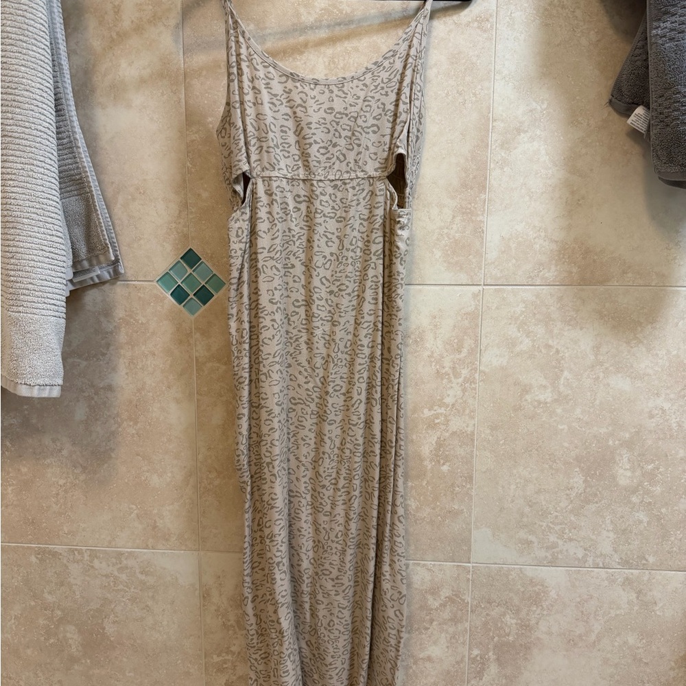 Volcom Beige Leopard-Print Maxi Dress